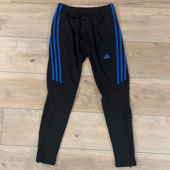 Adidas Youth Tiro 17 Black Track Pants with Blue Stripes - Picture 1 of 12